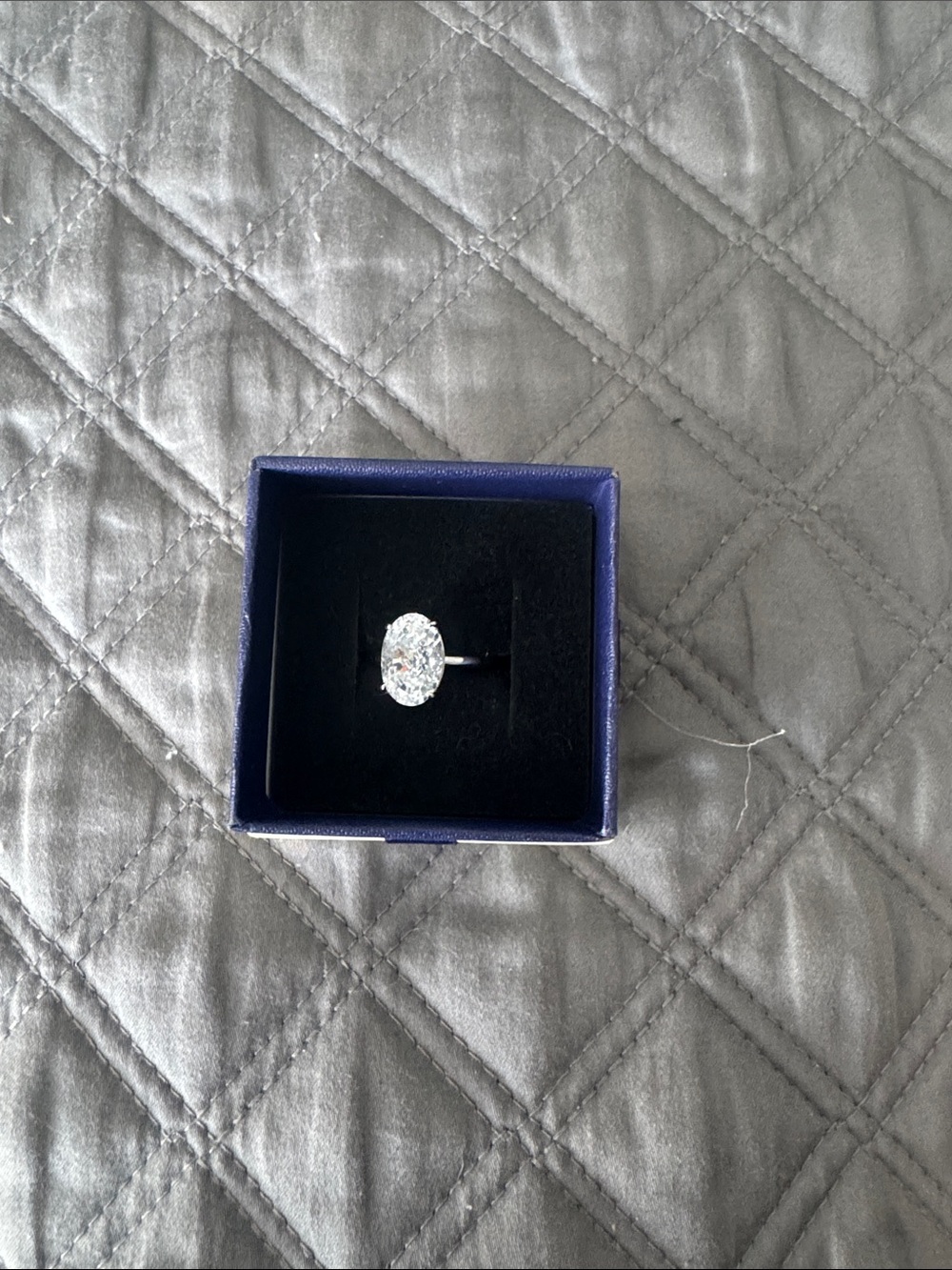Oval Clear Stone Ring in Silver